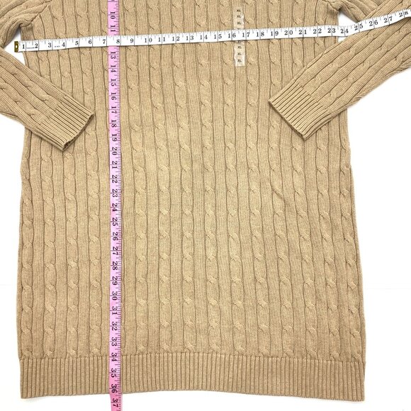 Polo Ralph Lauren Cable Knit Sweater Dress Long Sleeve Light Brown - Picture 2 of 6